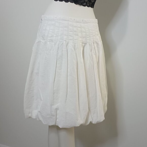 Sele White M Bubble Skirt A Line Pleated Zip - Picture 3 of 9